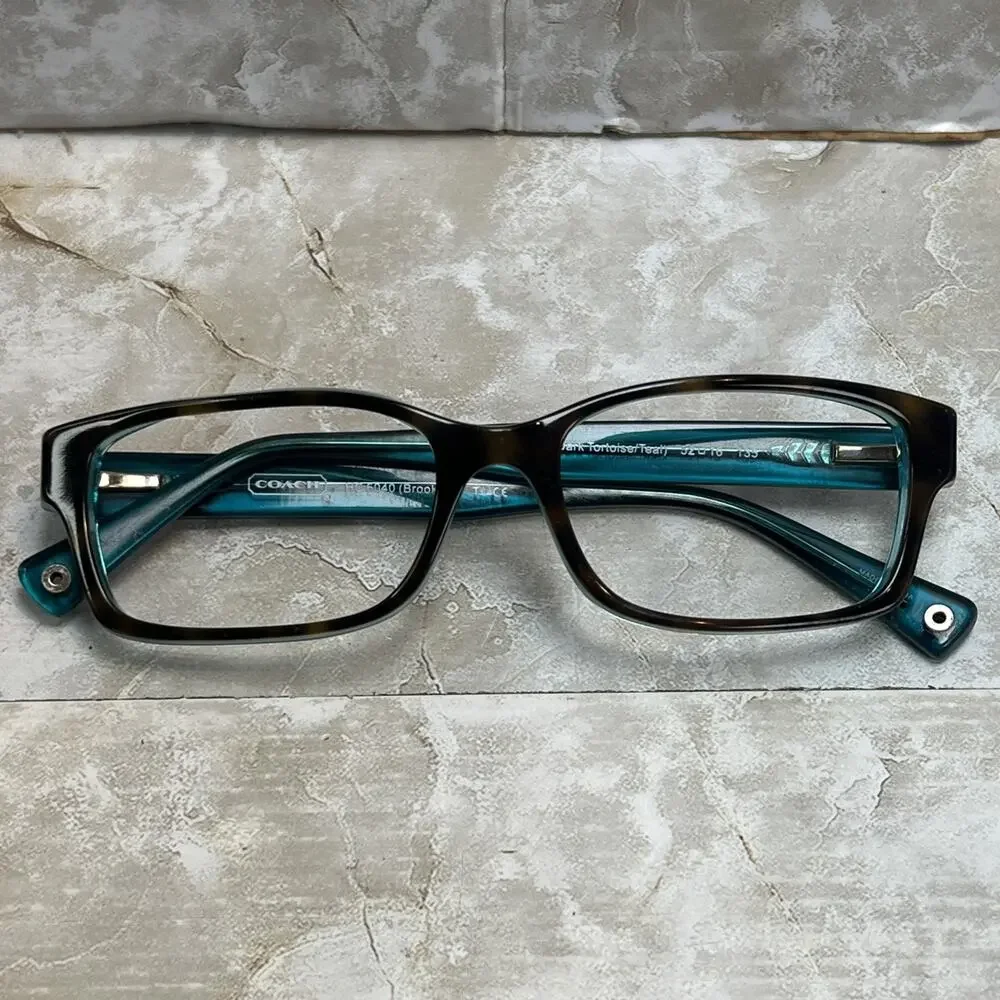 Coach Eyeglasses HC 6040 Brooklyn Dark Tortoise Teal 52-16-135 FRAMES ONLY